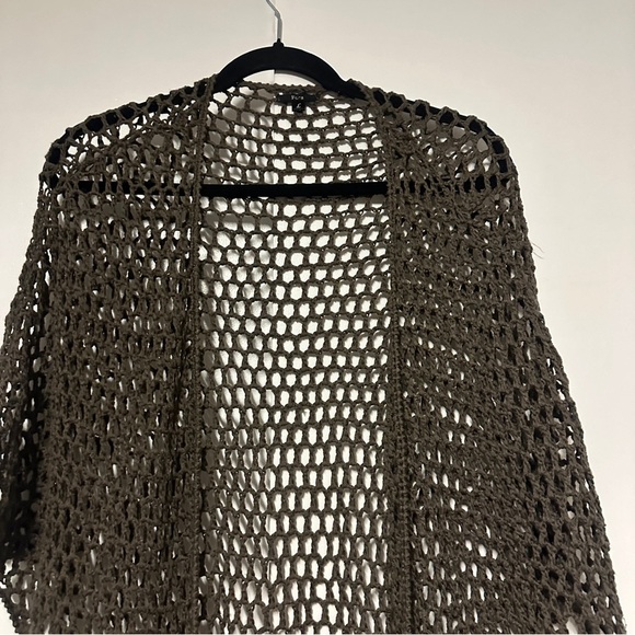 Fora Brown Open Front Crochet fringe Cardigan Size Large - Picture 3 of 7
